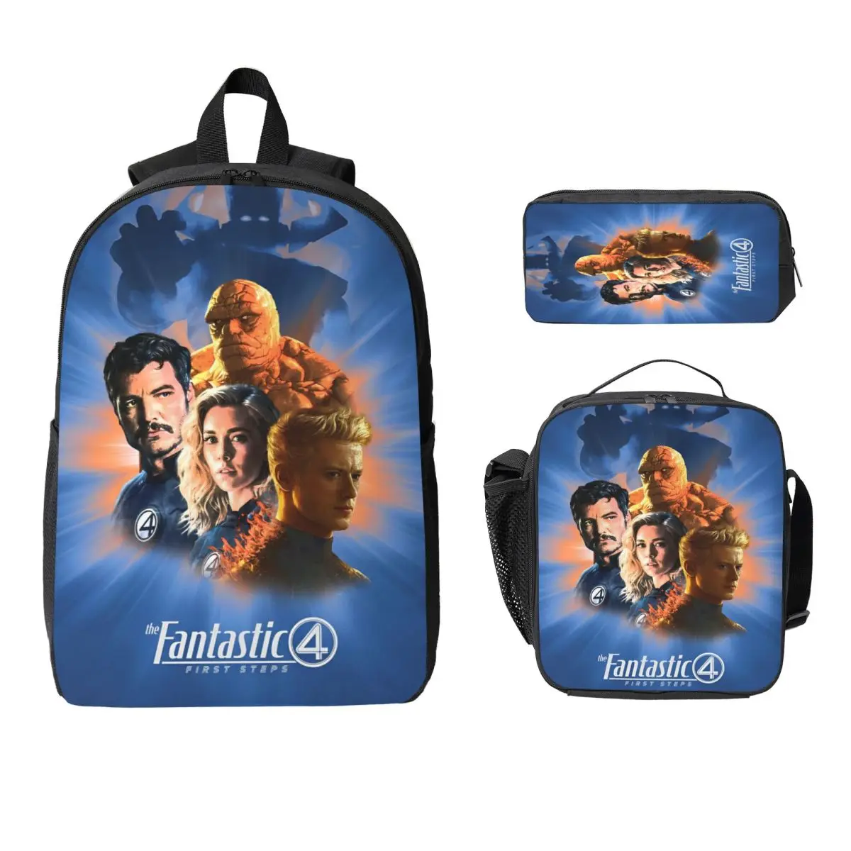 

Набор рюкзаков The Fantastic Four: First Steps 2025 Movie Merch для детей, пеналы, наборы сумок для книг с коробкой для завтрака для студентов