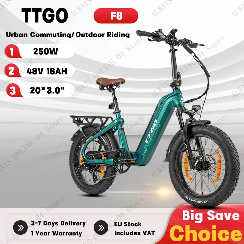 TTGO F8 Elektrofahrrad 250W 48V18AH Hydraulische Scheibenbremse 20*3,0 Zoll Reifen Carbonfaser-Rahmen E-Bike ist sehr bequem zu fahren und sehr benutzerfreundlich für mittelalte und ältere Benutzer,