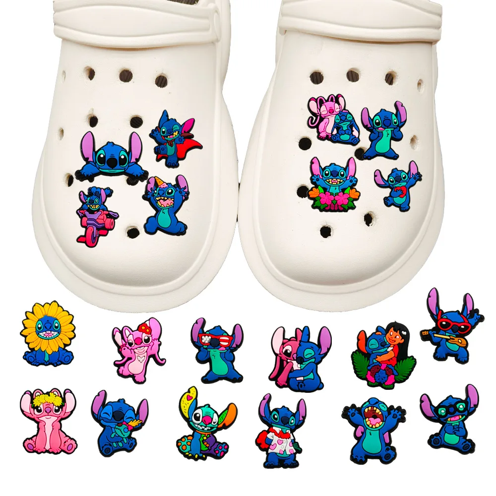 MESUCA 20pcs Cute Stitch Series Shoe Charms for Clogs Bubble Slides Sandals PVC Shoe Decorations Accessories for Gift