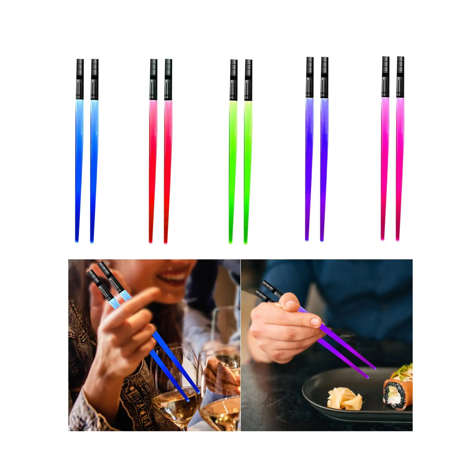 Lightsaber Chopsticks Light up Party Portable Lightweight Glow Sticks Chopstick for Birthday Clubs Concerts Halloween Festival