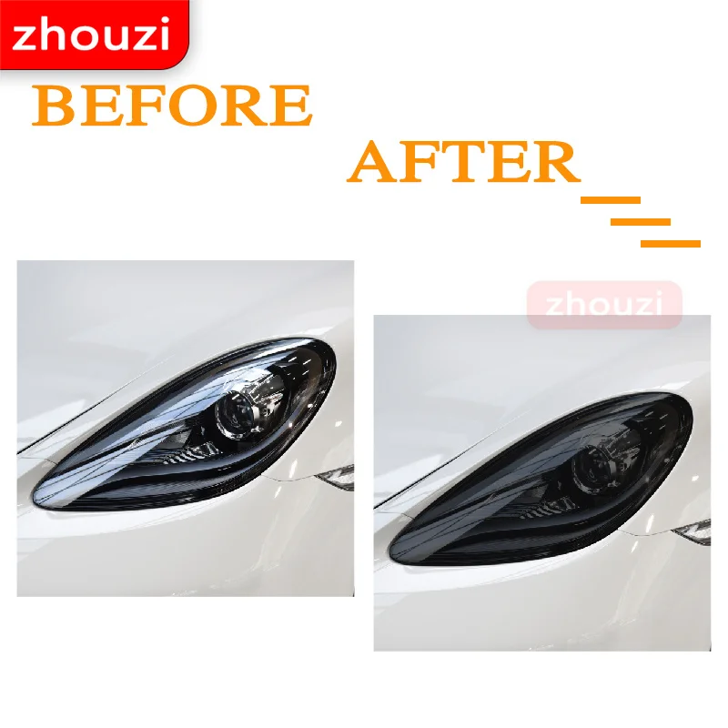 For Porsche 718 Boxster Cayman 2016-On 2020 Car Lamp Film Headlight Tint Black Protective Film Taillight Transparent TPU Sticker