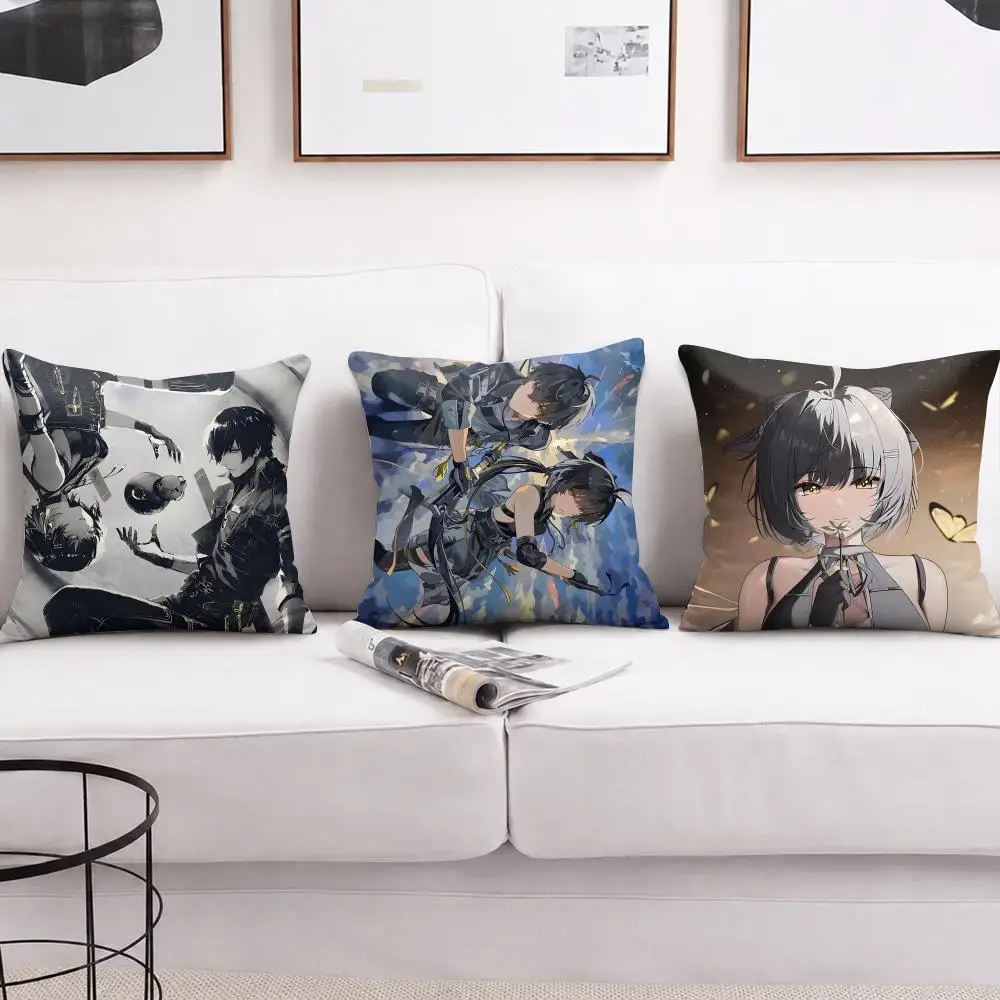 Rover Wuthering Waves Cushion Cover Soft Short Plush Pillow Cover Smooth Cozy Texture Aesthetic Cushion Case Home Decor