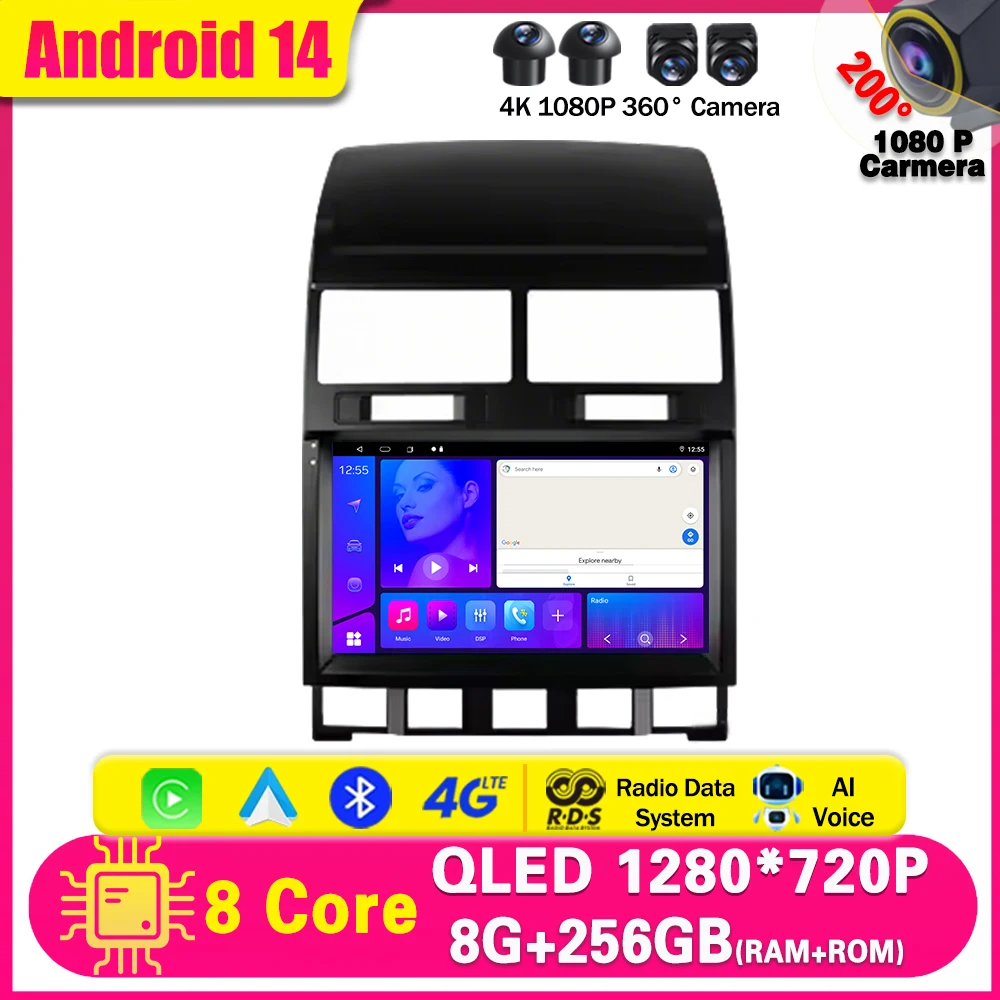 

Android 14 Car Radio For VW Volkswagen Touareg 2002 - 2010 Android Auto 4G Carplay 8core BT Car Radio Multimedia Player