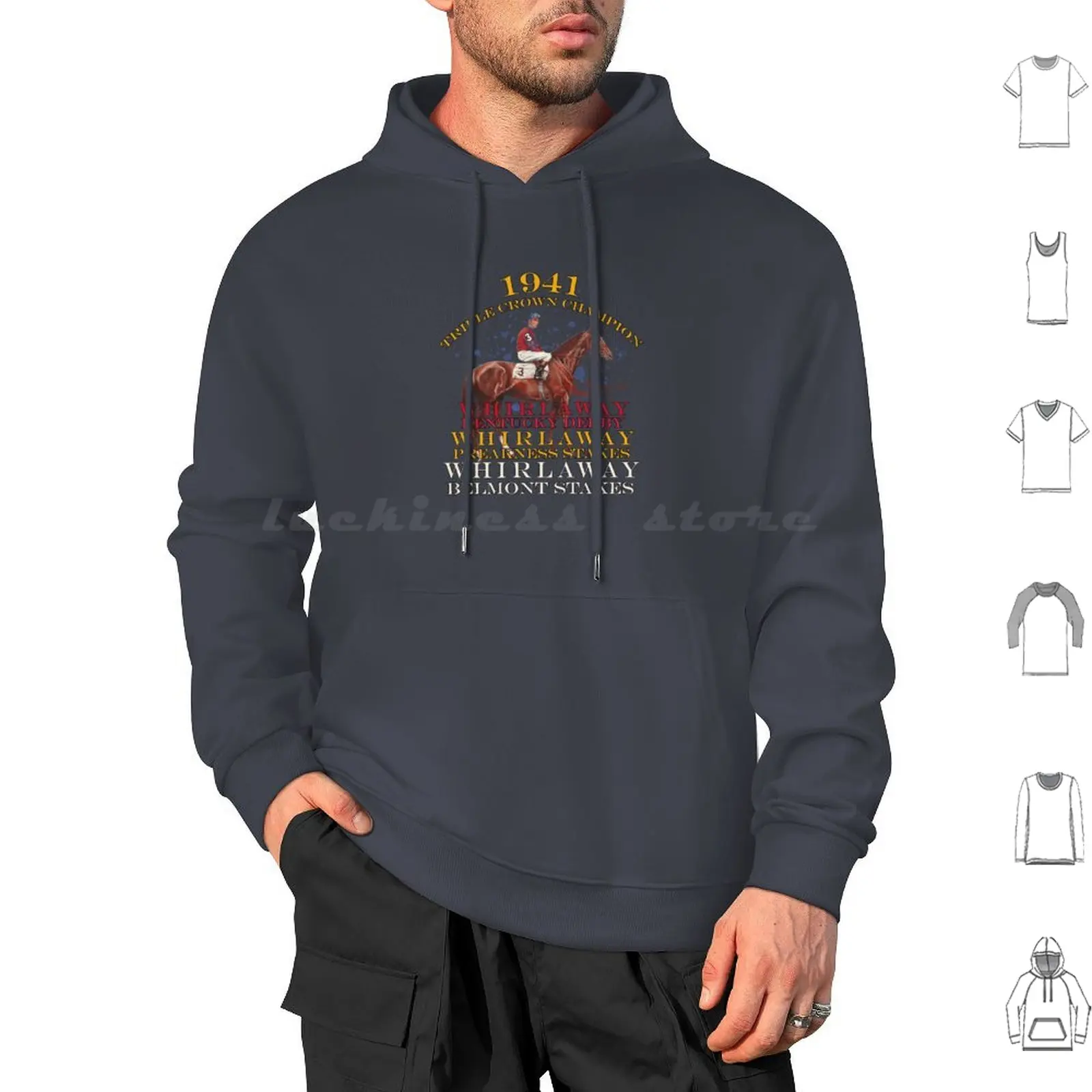 1941 Triple Crown Whirlaway Horse Racing Design Hoodie cotton Long Sleeve 1941 Belmont Stakes Horse Horse Racing Derby