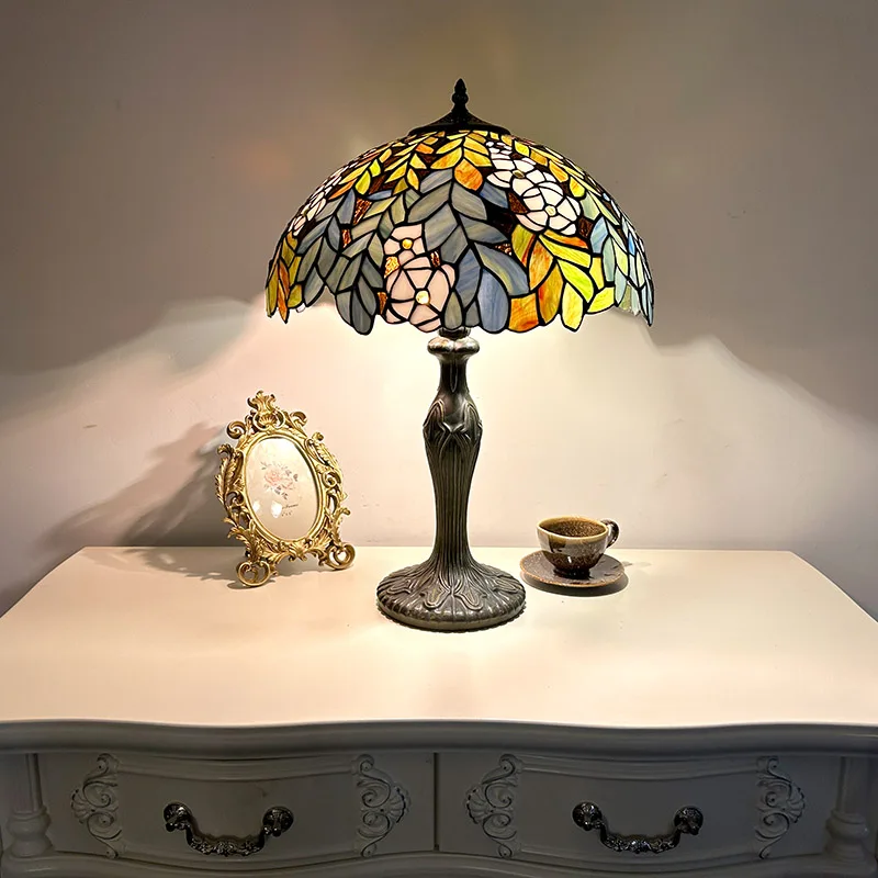 Tiffany Style Dome Stained Glass Table Lamp 16 Inch AC Powered E26/E27 LED Multicoloured 2700K Warm White Home Decor