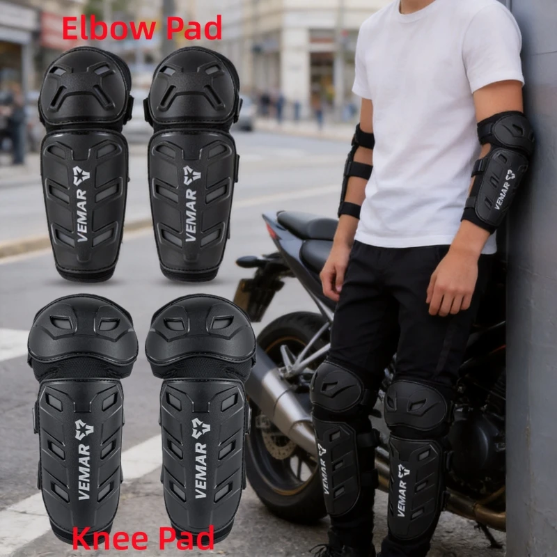 VEMAR Adult Breathable Lightweight Knee Elbow Pads Motorcycle Protective Gear for Motorbike Off-Road Cycling 4Pcs/Set