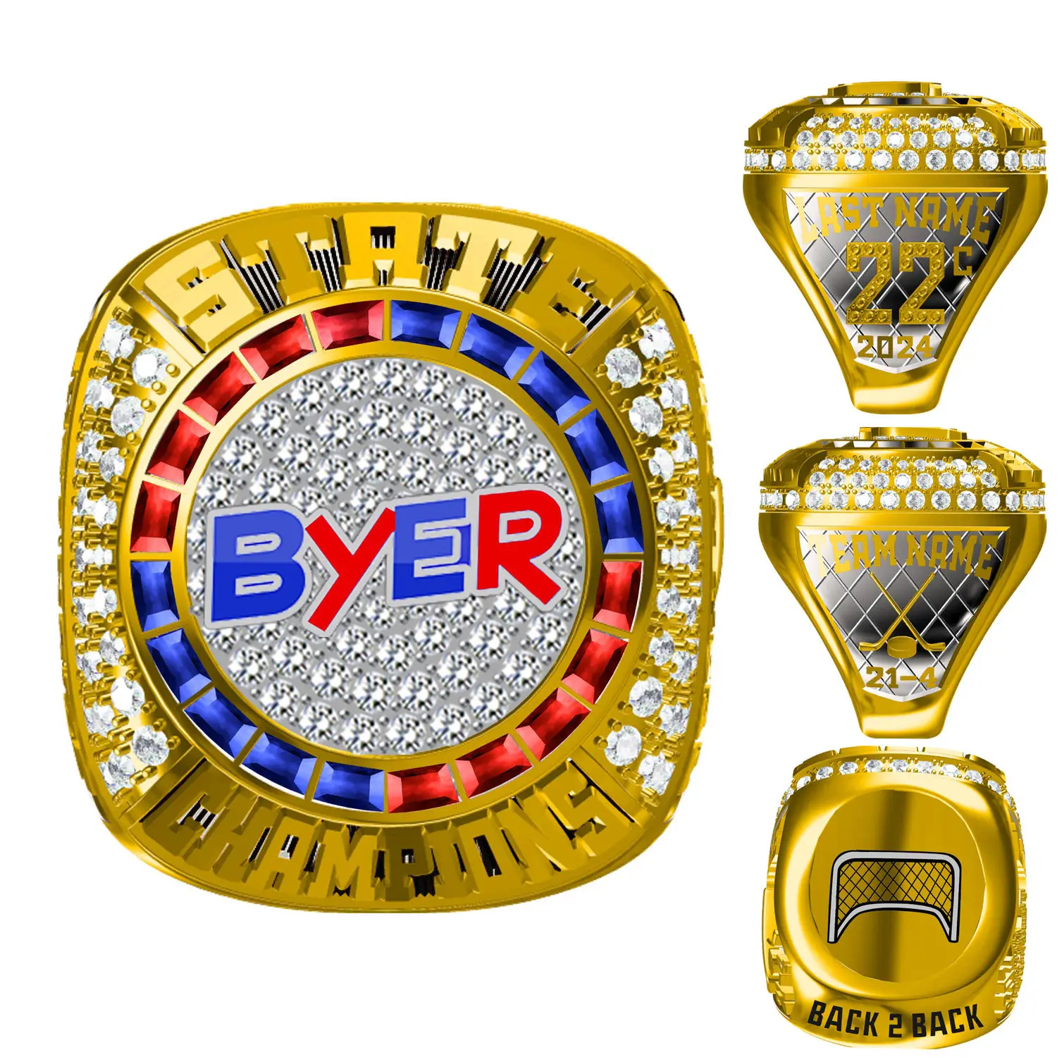 Low price customized youth sports competition champion ring, champion team prize gift, free design, fast shipping