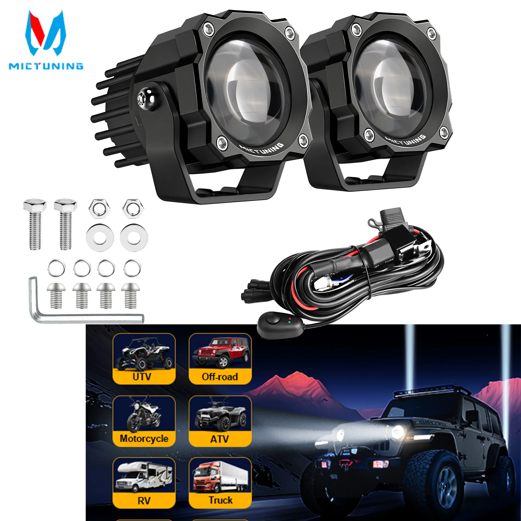 

Universal LED Light Pod 3inch 72W Square Driving Fog Light Spotlight Floodlight Automotive Auxiliary Lighting for SUV Motorcycle