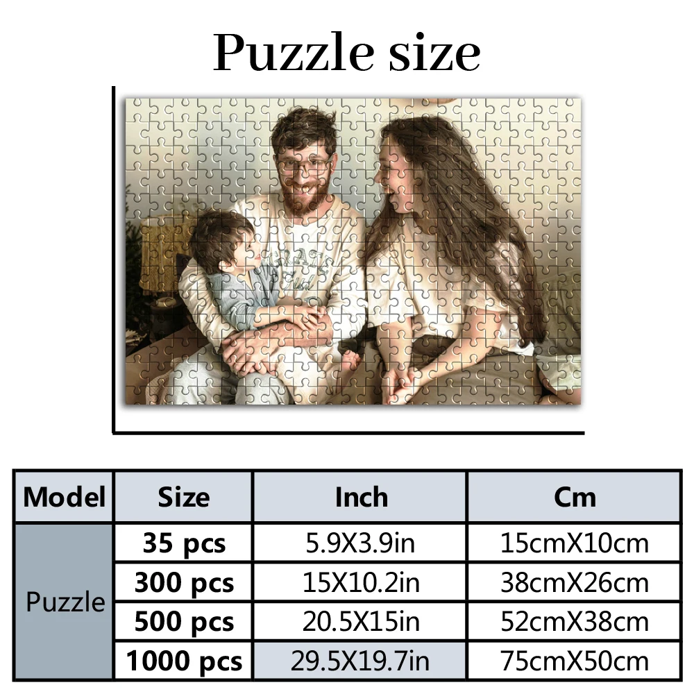 35/300pcs  New family Custom Photo Personalised Decompression Puzzles Mosaic Customizable Poster For Kids Toy boyfriend Gift