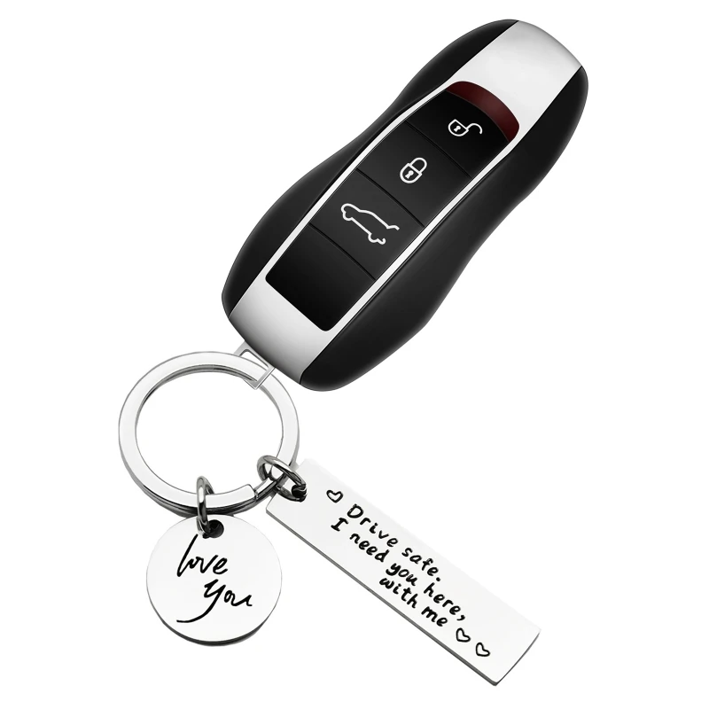 Stainless Steel Safe Letter Keychain I Need You Here with for Key Ring Car for Key Chain for Lovers Couple Gifts