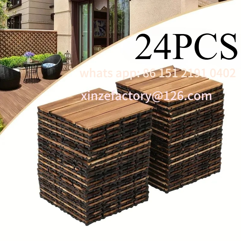 Customizable Piastrelle per ponte ad incastro da pavimenti in legno massello con design a scatto, facili da installare
