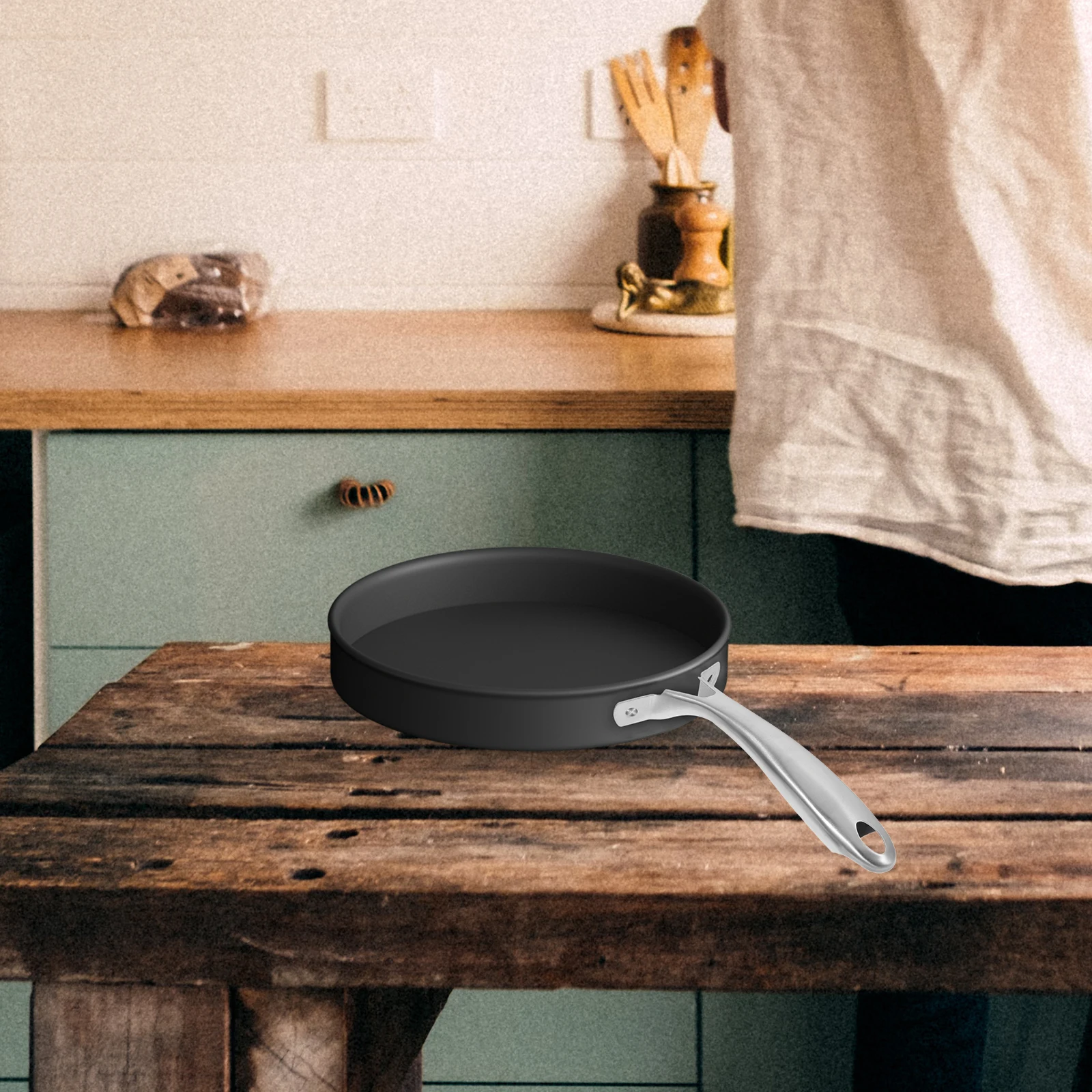 

1pc Thickened Steel Plate Pot Detachable Handle Cookware Supplies Stainless Fry Pan Grip Kitchen Tool Easy Cleaning