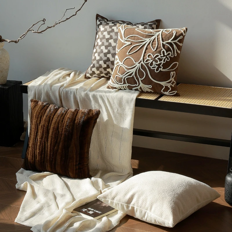 30x50/45X45CM Nordic brown Throw Pillow Cover antique jacquard Stamping Waist Cushion Cover Decor Home Decorative Pillowcase