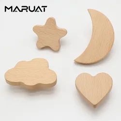 MARUAT 아름다운 하트 모양 가구 손잡이, 달 서랍 나무 손잡이, 별 구름 어린이 장식 캐비닛 나무 당김