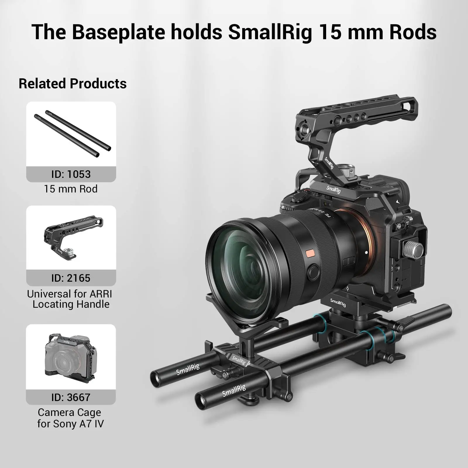 SmallRig Universal 15mm Rail Support System Baseplate For Sony for Panasonic for Canon Camera Quick Release Plate-2272B