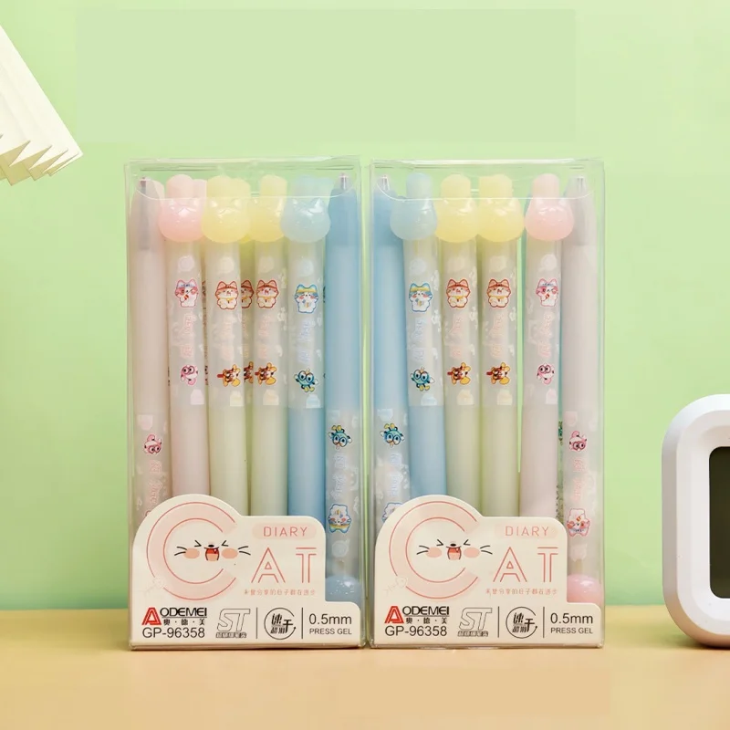 

36pcs/lot Kawaii Cat Press Gel Pen Cute 0.5mm Black Ink Neutral Pens Gift Stationery Office School Supplies