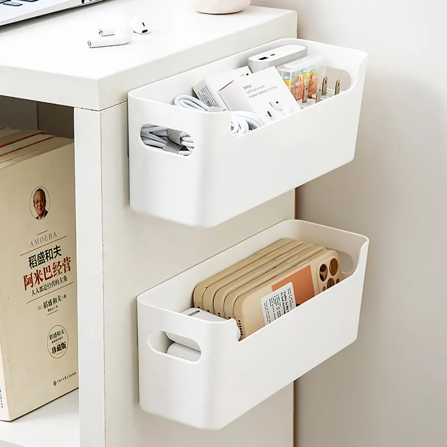 1/2PCS Wall Mounted Data Cable Storage Box Desk Charging Cable Organizer Home Office Supplies Sundries Storage And Organization