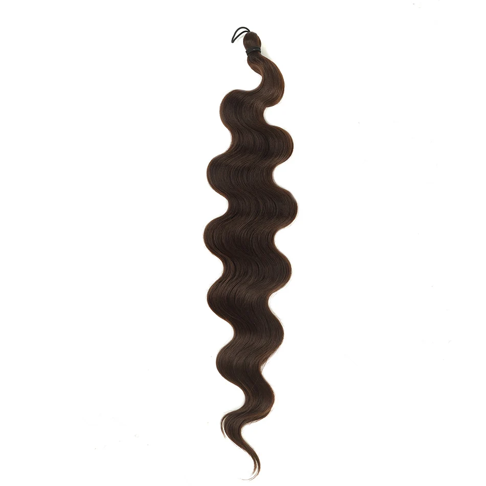 Extensiones de Cabello sintético para mujer, pelo ondulado de ganchillo, largo y suave, Color Natural, 24 pulgadas