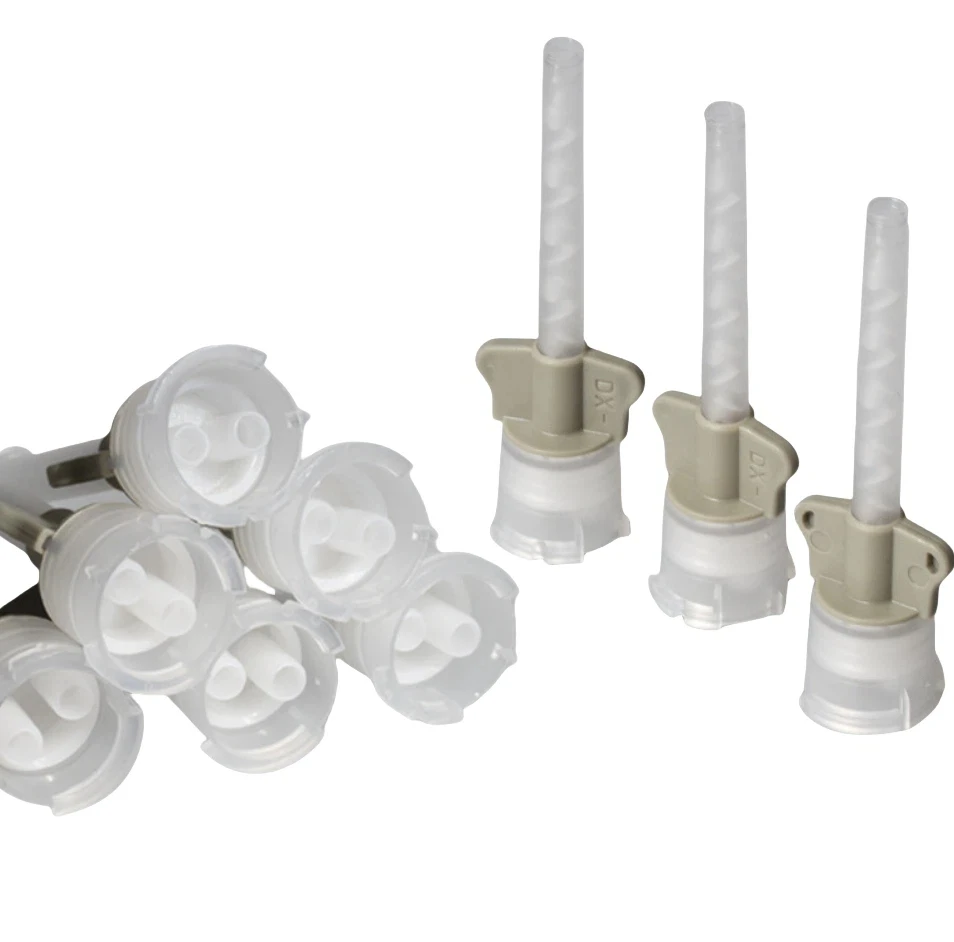 100/200pc Dental Disposable Mixing Tips Silicone Rubber Impression Material Dual Barrel Cartridge Tips Automatic Universal Tools