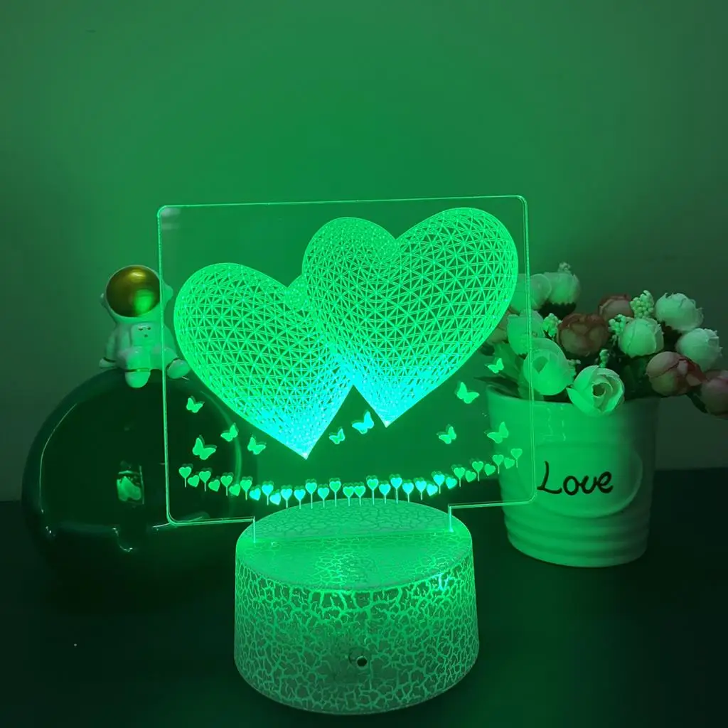 Love7 / 16 luz noturna colorida lâmpada LED 3D para decoração de quarto infantil presente de aniversário de Natal