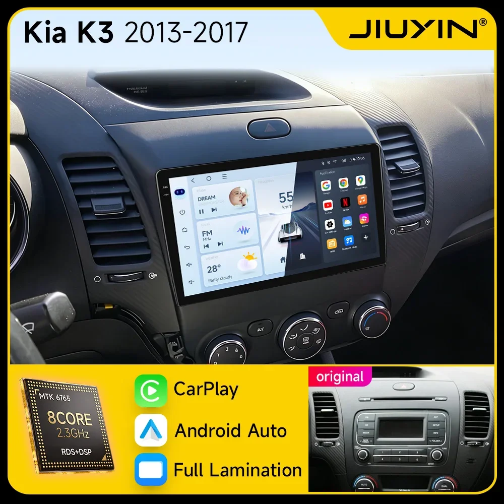 JIUYIN Autoradio Android Wireless CarPlay per KIA K3 CERATO FORTE 3 YD 2013-2017 con Sistemi Intelligenti DSP RDS GPS