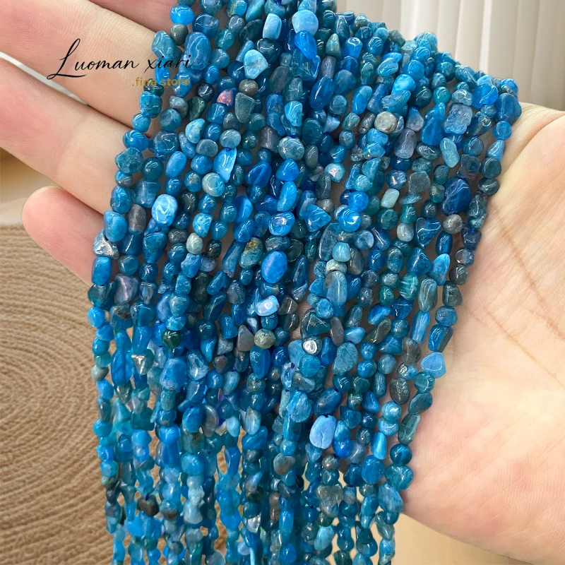 

Straight Hole 4-6mm Irregular Natural Stone Blue Apatite Loose Spacer Beads for Jewelry Making Diy Bracelet Charms Accessories
