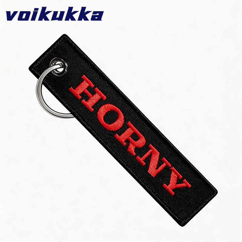 1-teiliges/2-teiliges/3-teiliges Set im Angebot: HORNY Souvenir Schlüsselanhänger mit beidseitiger Stickerei, lustiger Anhänger für Motorrad-Schlüssel, für Männer und Frauen