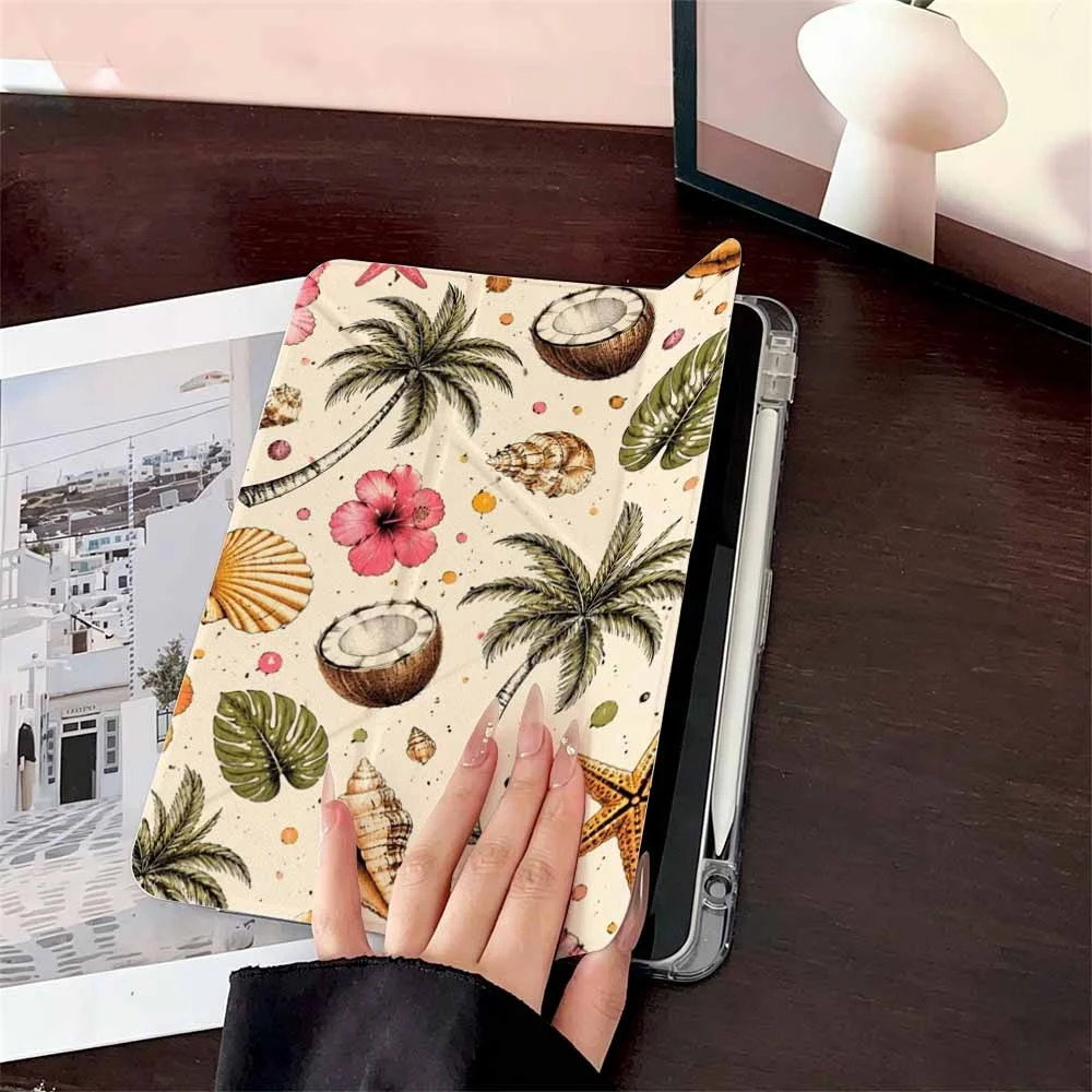 Tropical Palm Hibiscus For Samsung Galaxy Tab A8 A9 A11 S6 S7 S8 S9 S10 FE Plus Lite Protective With Pen Slot Tablet Case