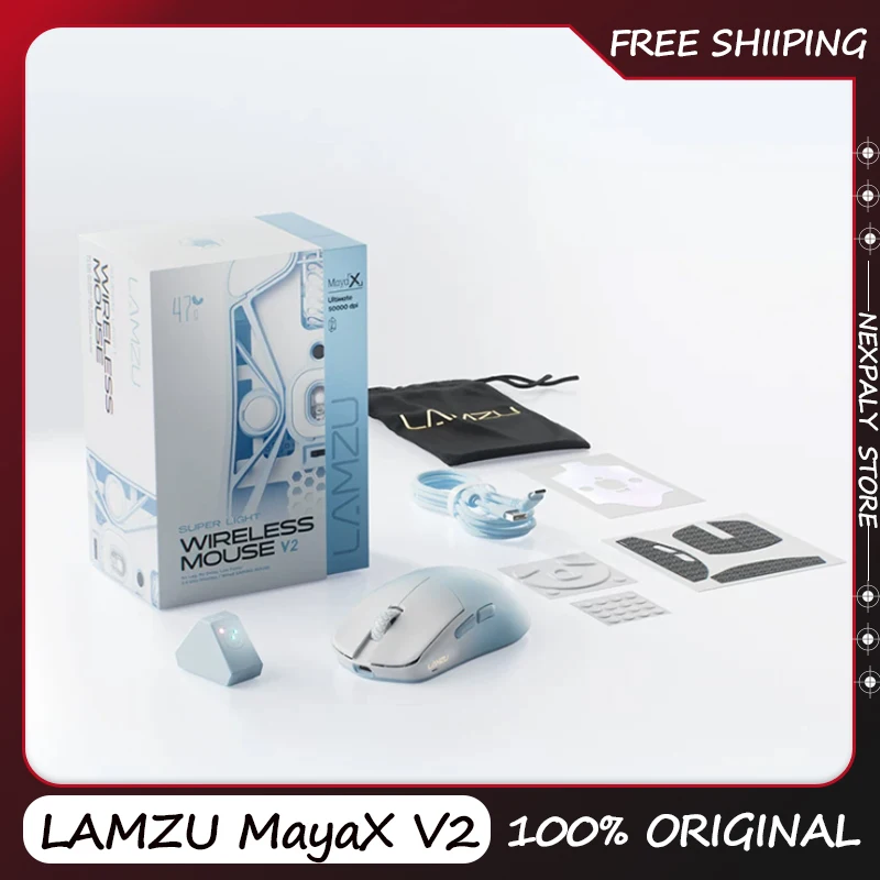 LAMZU Maya X V2 Ultra Wireless Gaming Mouse Dual Up to 180H 54LM20 Sensor Battery Ergonomic Computer Lightweight Gaming Mouse
