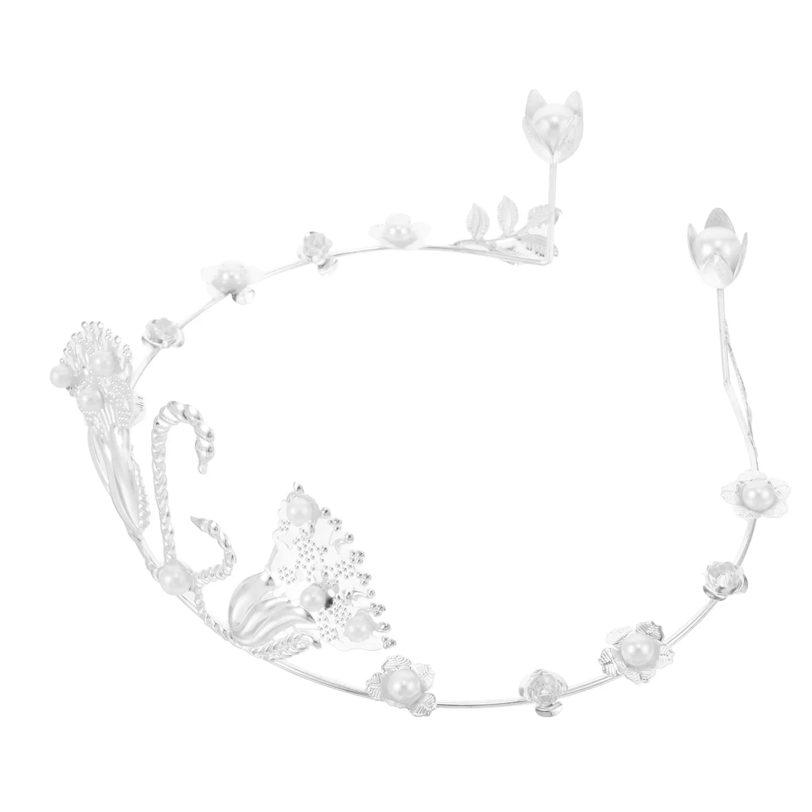 

Korean Swan Crown Cake Topper with Pearls and Floral Design Elegant Mini Crown for Birthday Wedding Baby Shower Cake Decoration