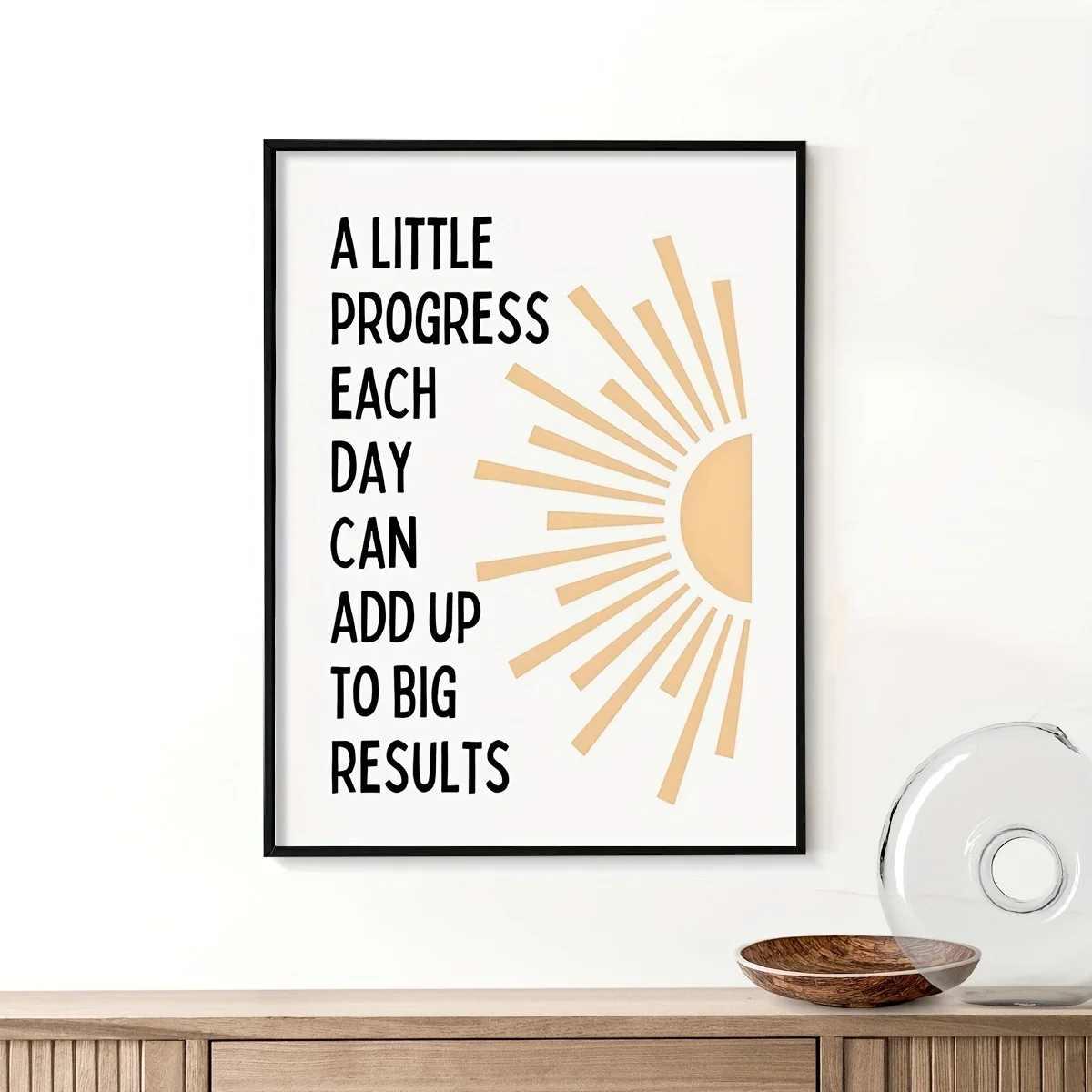 1PC Modern Inspirational Poster Daily Progress Achievement Office Living Room Bedroom Decorative Canvas Wall Art with Frame