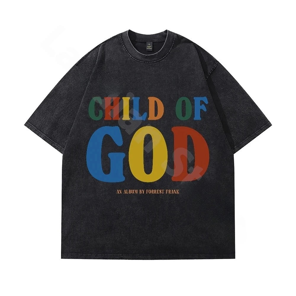 100% Cotton Vintage Washed Forrest Frank Child of God Tour 2026 T Shirt Fashion Men/Women Oversized Loose Acid Wash Tee Shirt