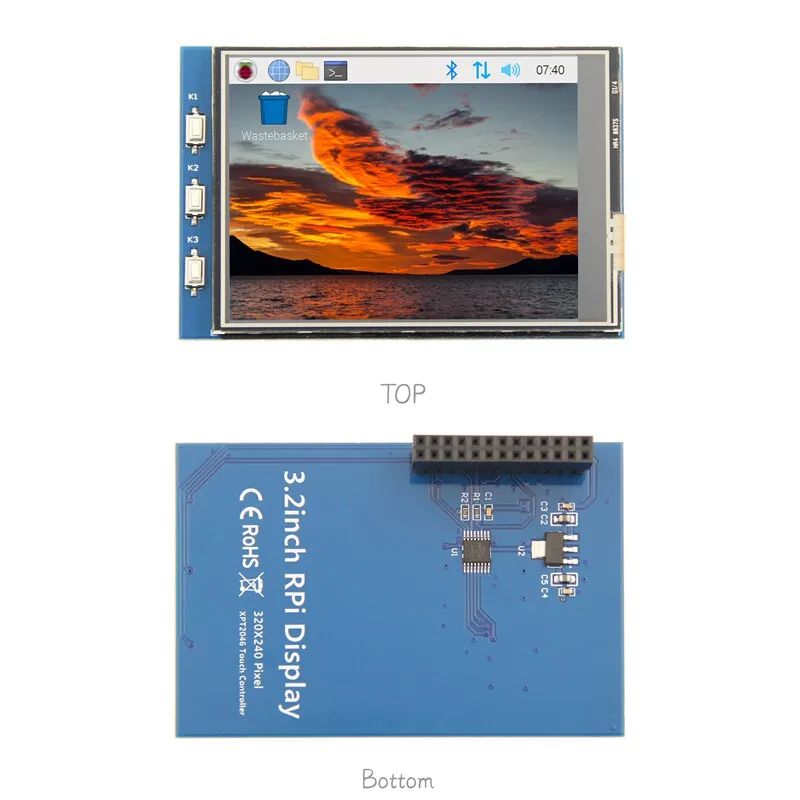 3.2-inch RPi Display Resistive Touchscreen TFT LCD Monitor ILI9341 320x240 Screen for Raspberry Pi 3B+/4B