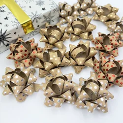Kraft Paper Gift Bow Assortment Dots Gold Stamping Design Mixed Colors for Mother's Day Holiday Birthday Wedding Baby Shower