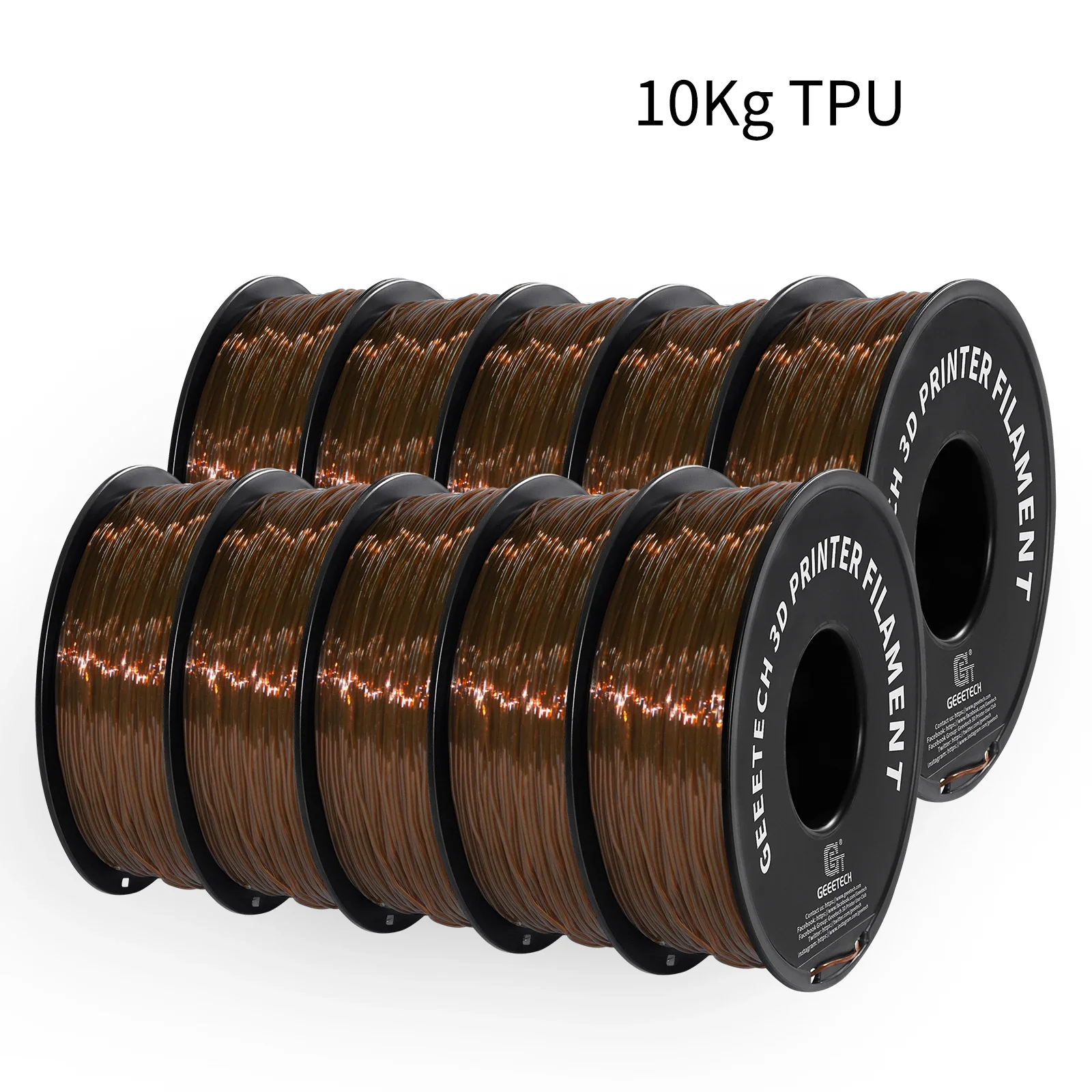 Geeetech 10Kg Tpu 3d Printer Filament Materiaal 1Kg 2. 2lbs/Spool 1.75Mm Plastic Vacuümverpakking Niet-Giftige Shore Hardheid 95a