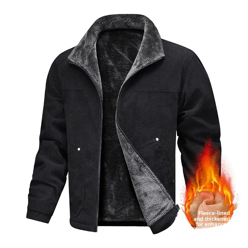 

2025 New Men's Autumn and Winter Corduroy Jacket with Fleece Lining and Sherpa Warm Coat