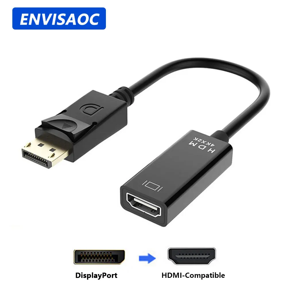 Dp displayport para hdmi-adaptador compatível hd tv conversor de conecto vídeo 2k 4k 1080p para desktop computador portátil tv monitor projetor