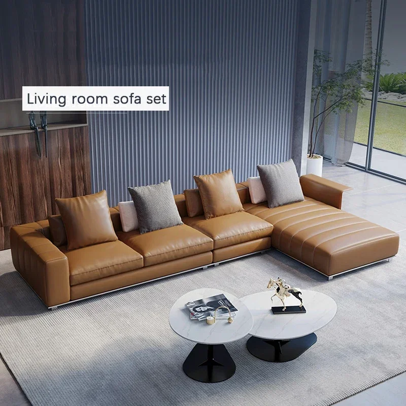 Italian style sectional sofa furniture leather Corner sofa couch luxury living room L shaped sofa set