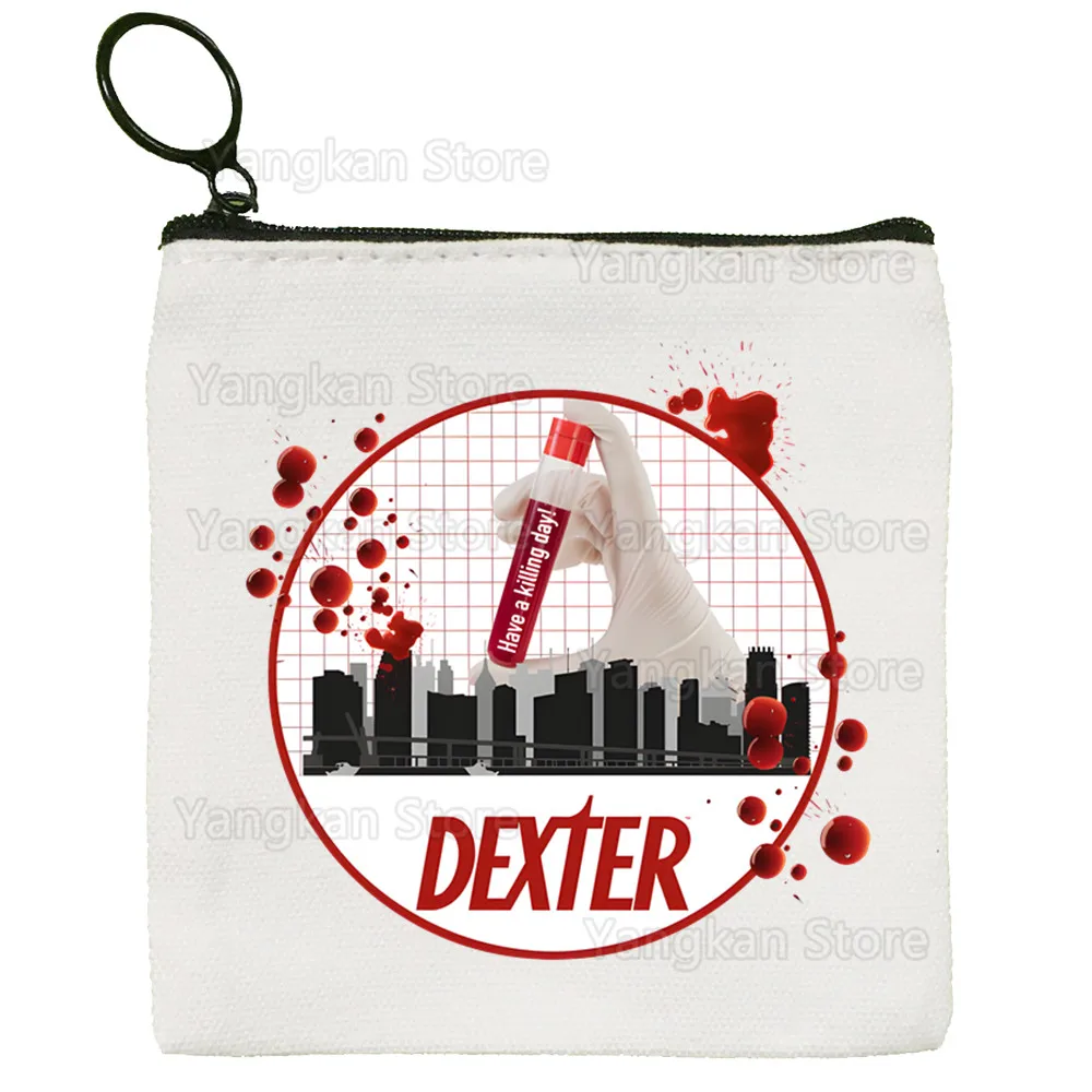 محفظة Dexter Morgan المخصصة للعملات المعدنية، حافظة مفاتيح بسيطة، حقيبة قماش صغيرة، محفظة عملات إبداعية جديدة #1