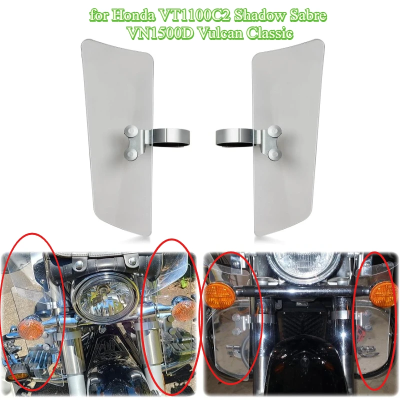 Motorcycle Leg Wind Deflector Front Fork Wind Deflectors with Brackets  for Honda VT1100C2 Shadow Sabre VN1500D Vulcan Classic