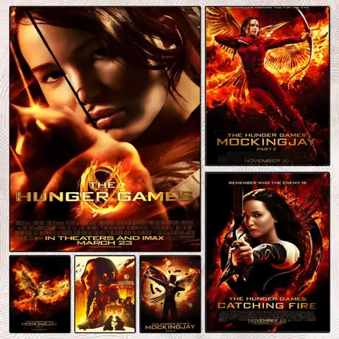 Movie The H-Hunger Games Poster Removable Wall Sticker Self Adhesive Art Mural Home Office Living Room Dining Room Wall Decor