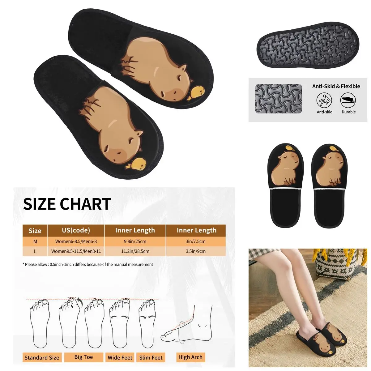 3D printing Men Women Furry Indoor slippers,Pelican And Capybara Warm special Anti-skid Slippers