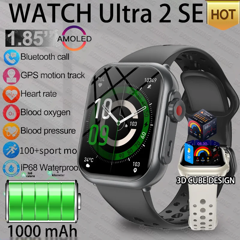

2026 New Fashion Sports Smart Watch Men Women 1.85-Inch HD AMOLED Full Touch Screen IP68 Waterproof Bluetooth Call SmartWatches