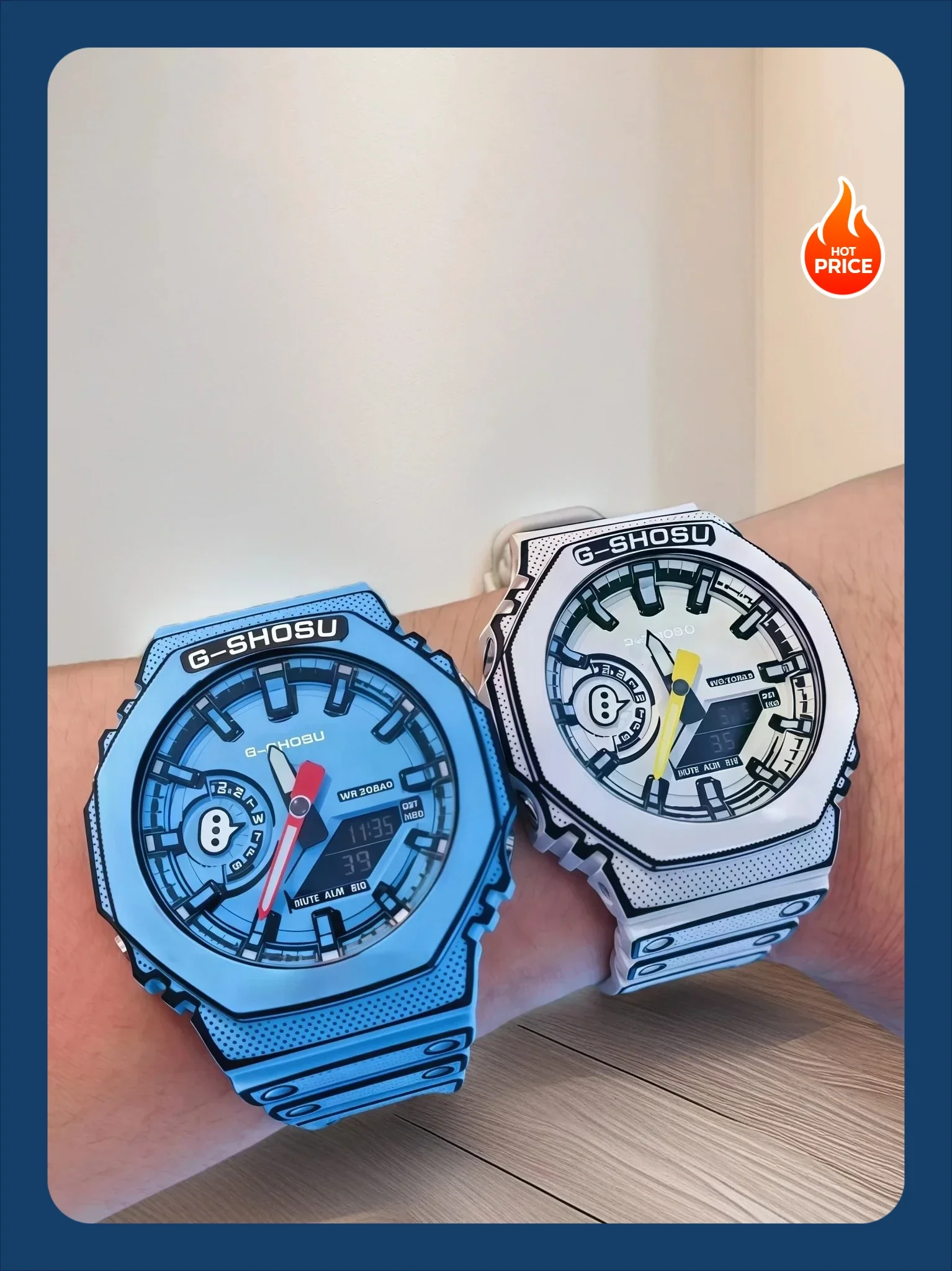 Comic Sport Electronic Unisex Watch Full Function LED Dual Display World Time Large Dial