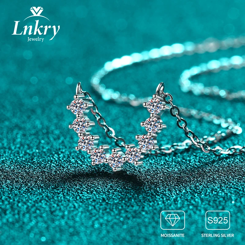 

Lnkry 2.5MM Moissanite Diamond Necklace For Women Genuine 925 Silver U Shaped Pendant Necklace Unique Design Fine Jewelry