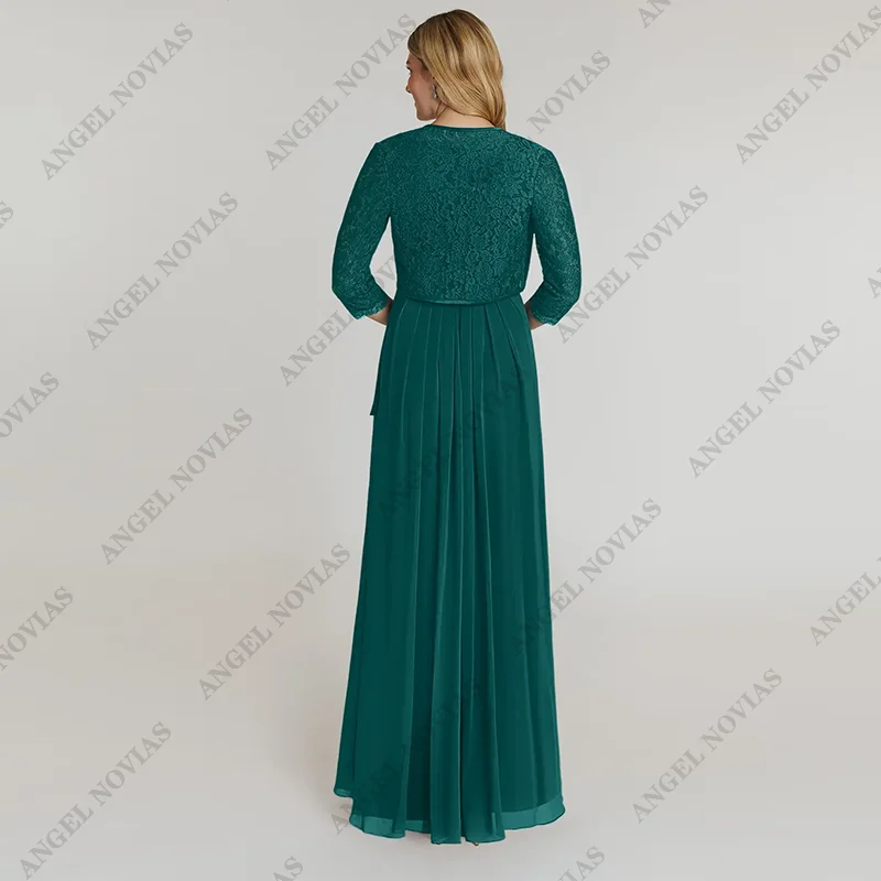 Customized Green Mother of The Bride Dresses with Jacket Lace Chiffon Evening Dress Vestido Para Madre De La Novia 2024