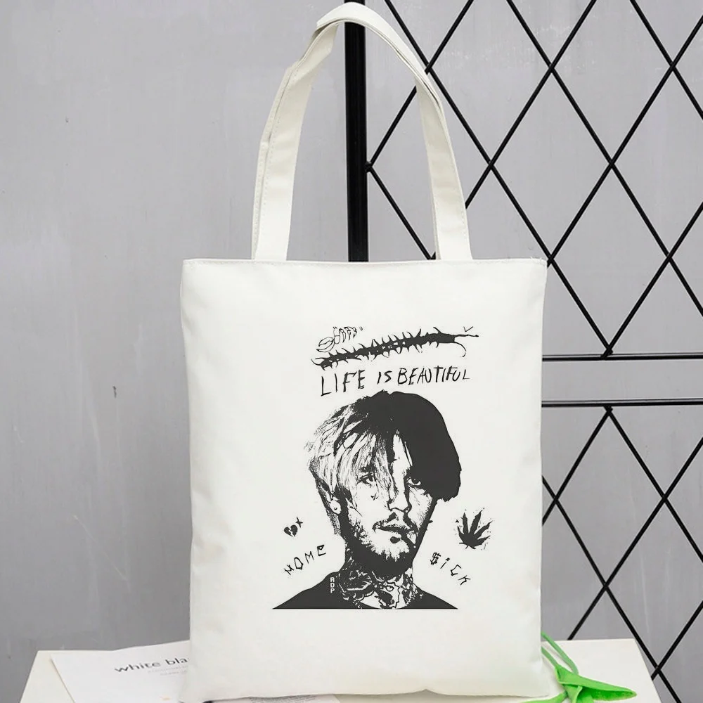 Lil Peep tote bag sac cabas shopper y2k einkaufstasche grocery woman