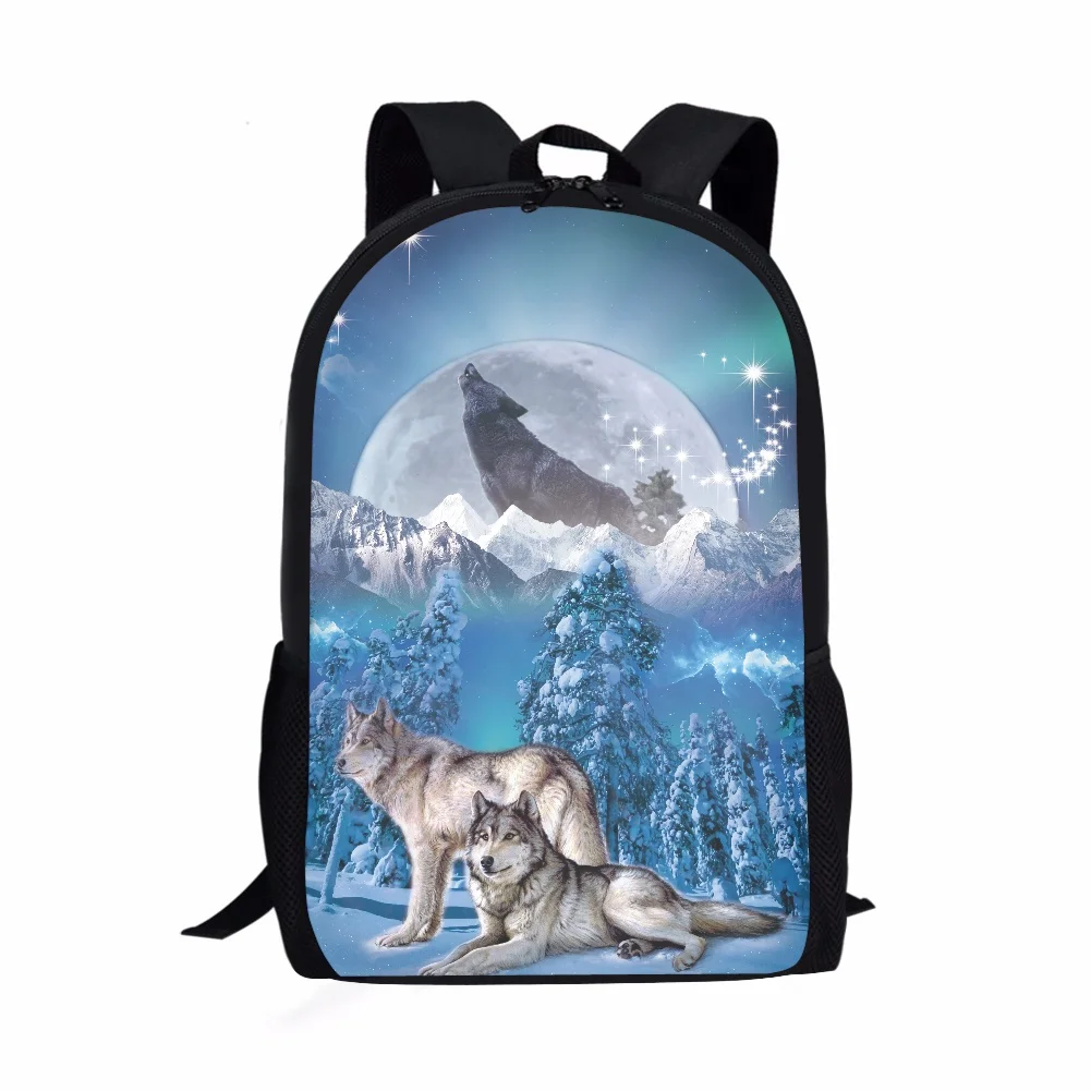 Mochila com estampa Full Moon Howling Wolf, Bolsas escolares para adolescentes meninos e meninas, bolsa escolar, mochilas 16 ", bolsas de viagem para mulheres e homens