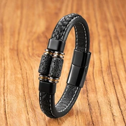 Natural Lava Volcanic Rock Bracelet Femme Real Stone Bead Mens Bracelet Navidad Holiday Jewelry Christmas Gift