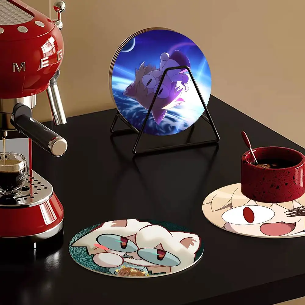 1pc Kawaii Neco Arc Wooden Coaster Colour Printing Cup Mat Home Desk Decoration Gifts